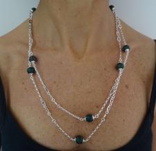 Silver necklace with agate beads