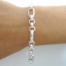 Bracciale rolo' figaro con texture in argento 925