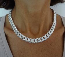 Silver curb link chain necklace 12mm italy