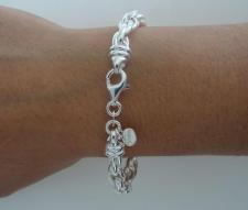 925 silver loose rope link chain bracelet