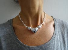 Sterling silver oval rolo necklace with heart 