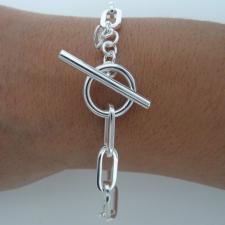 Silver paperclip toggle bracelet