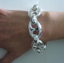 925 silver women's bracelet, italian style. Large marina link 22mm.