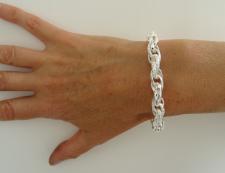 Textured link chain in sterling silver