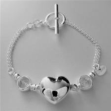 Sterling silver heart bracelet. Heart 17x15mm. T-bar closure.