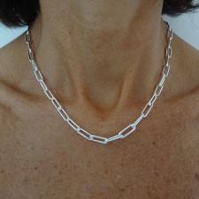 Sterling silver rectangular link necklace italy